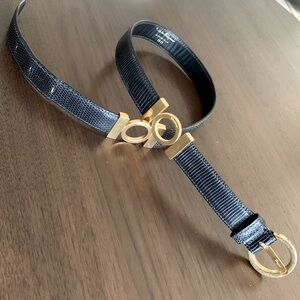 SALVATORE  Ferragamo 2101 Gancini leather belt goldtone hardware Vintage sz 75